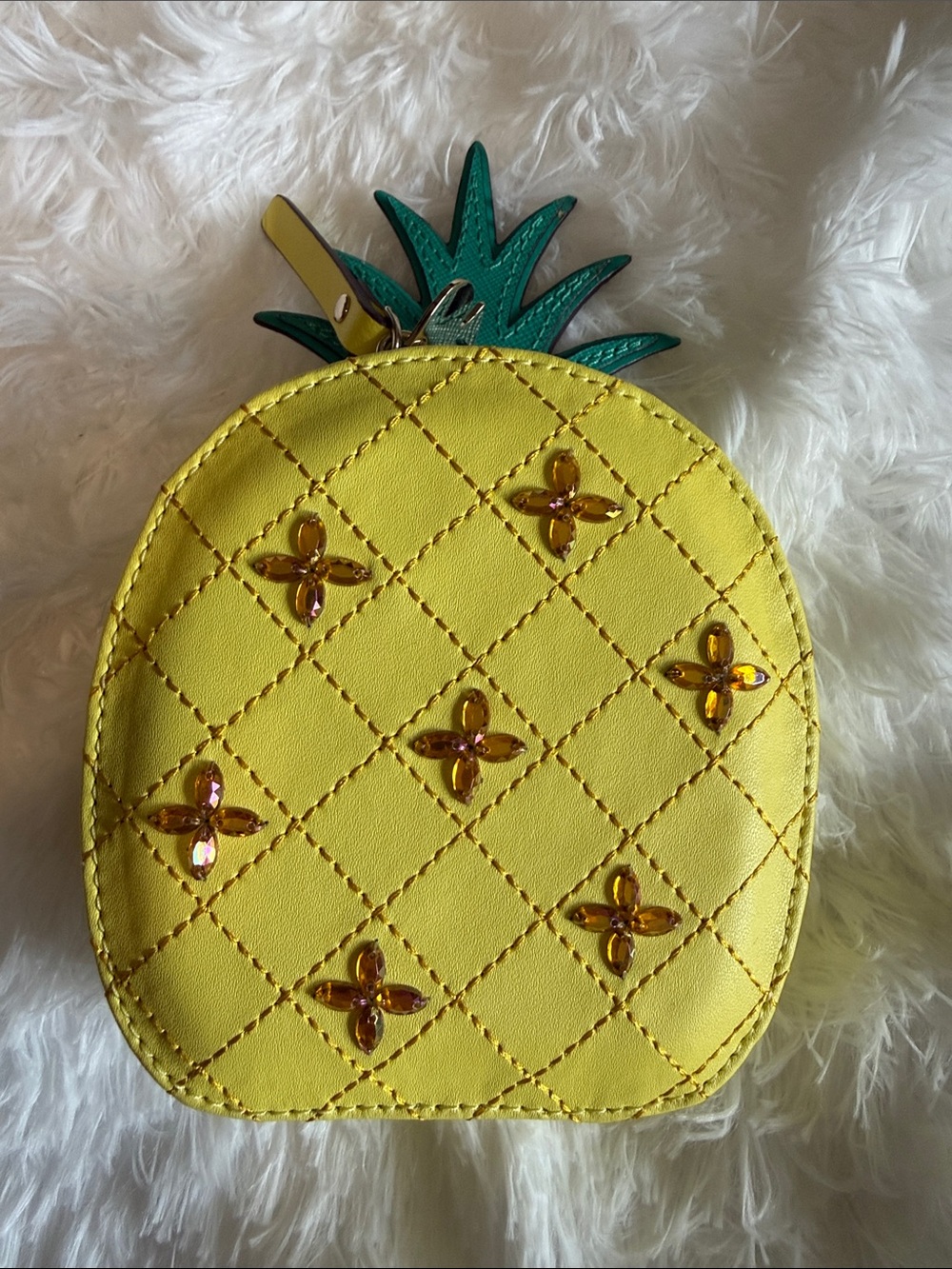 kate spade Yellow Pineapple Coin Pouch with Green Top - Picture 3 of 7